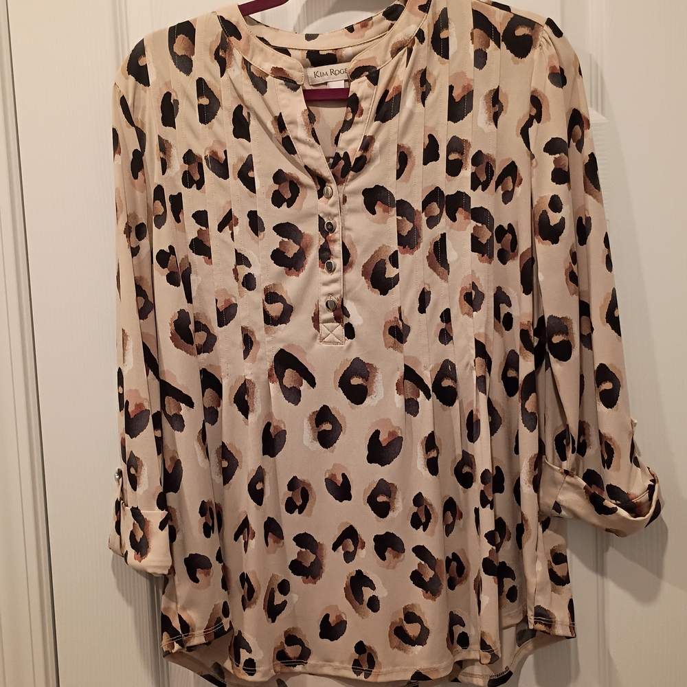 Kim Rogers Leopard Print Blouse - Beige and Black